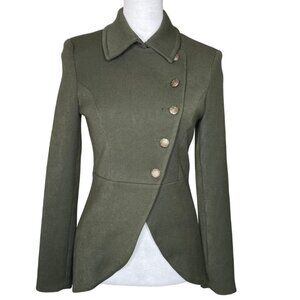 Forever 21 Army Military Green Asymmetrical Lined Jacket Blazer Coat Size Small